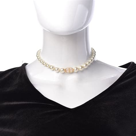 dior pearl necklace choker|christian Dior chunky necklace.